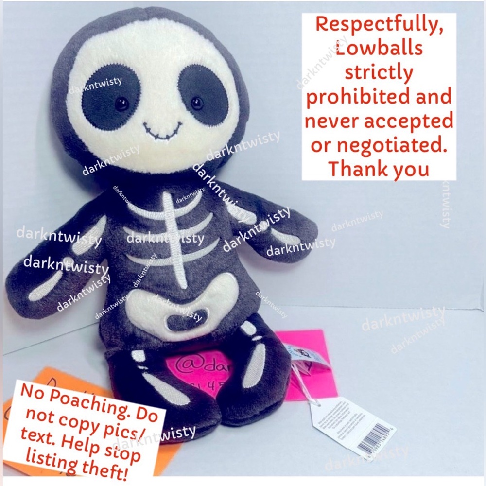 RARE SALES RECEIPT 1 OWNER BNWT Jellycat I am Skeleton Bob ORIGINAL RELEASE